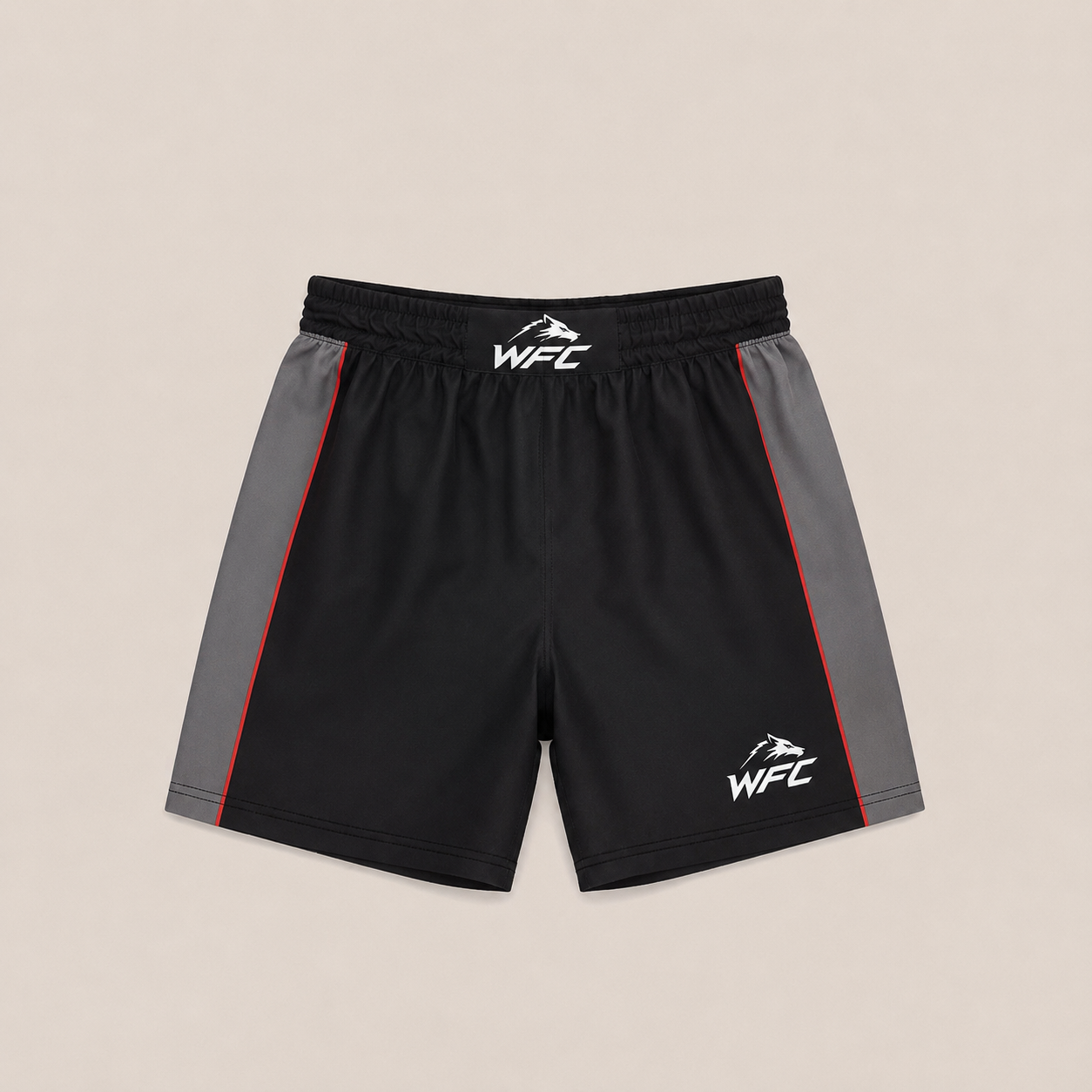 WFC Black Grey Fight Shorts