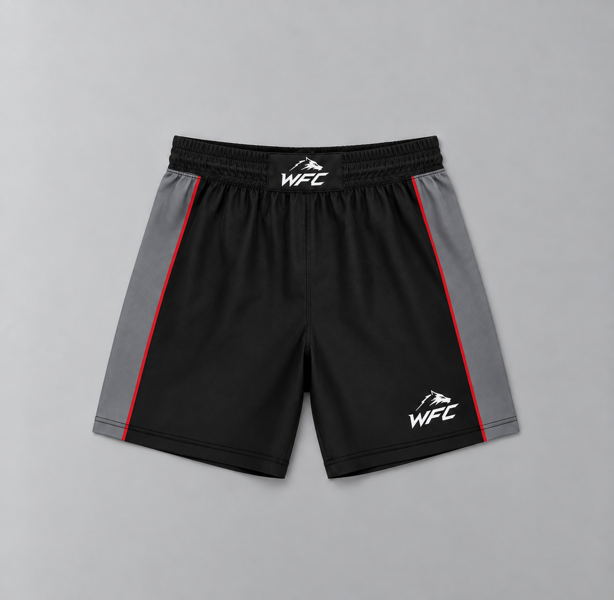 WFC Black Grey Fight Shorts